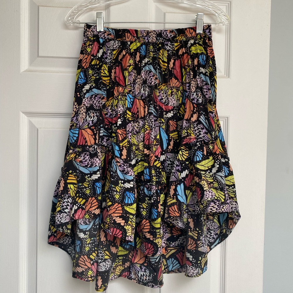 Art Class Black and Blue High-Low Tiered Midi Skirt